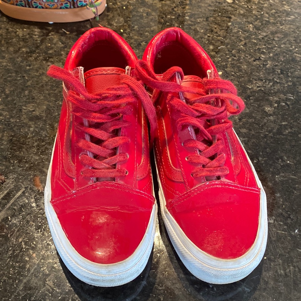 Red patents vans womens 7.5